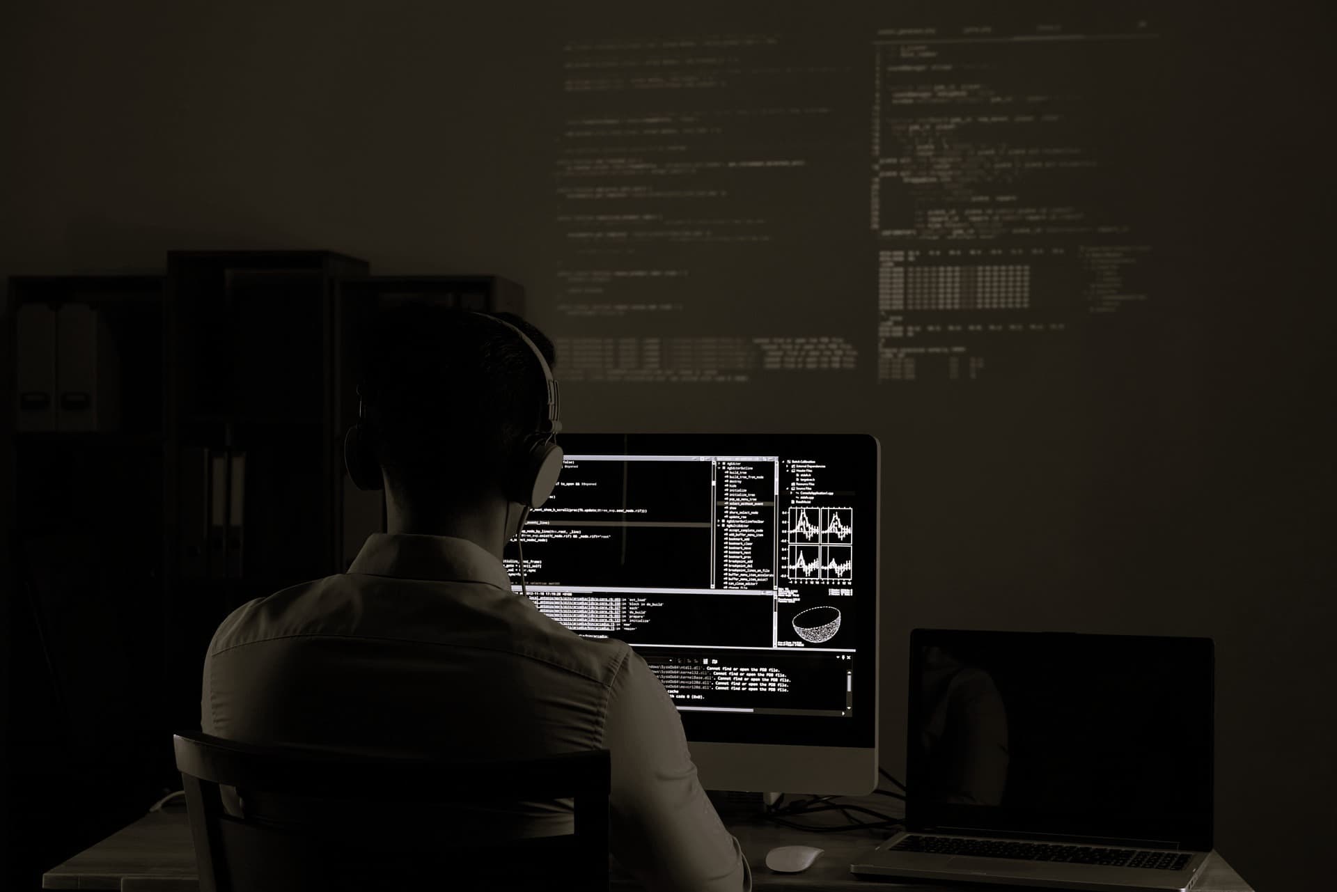 computer in black and white